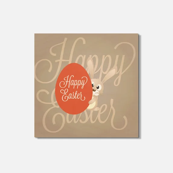 Happy Easter Bunny With Egg 4'' X 4'' Square Wooden Coaster