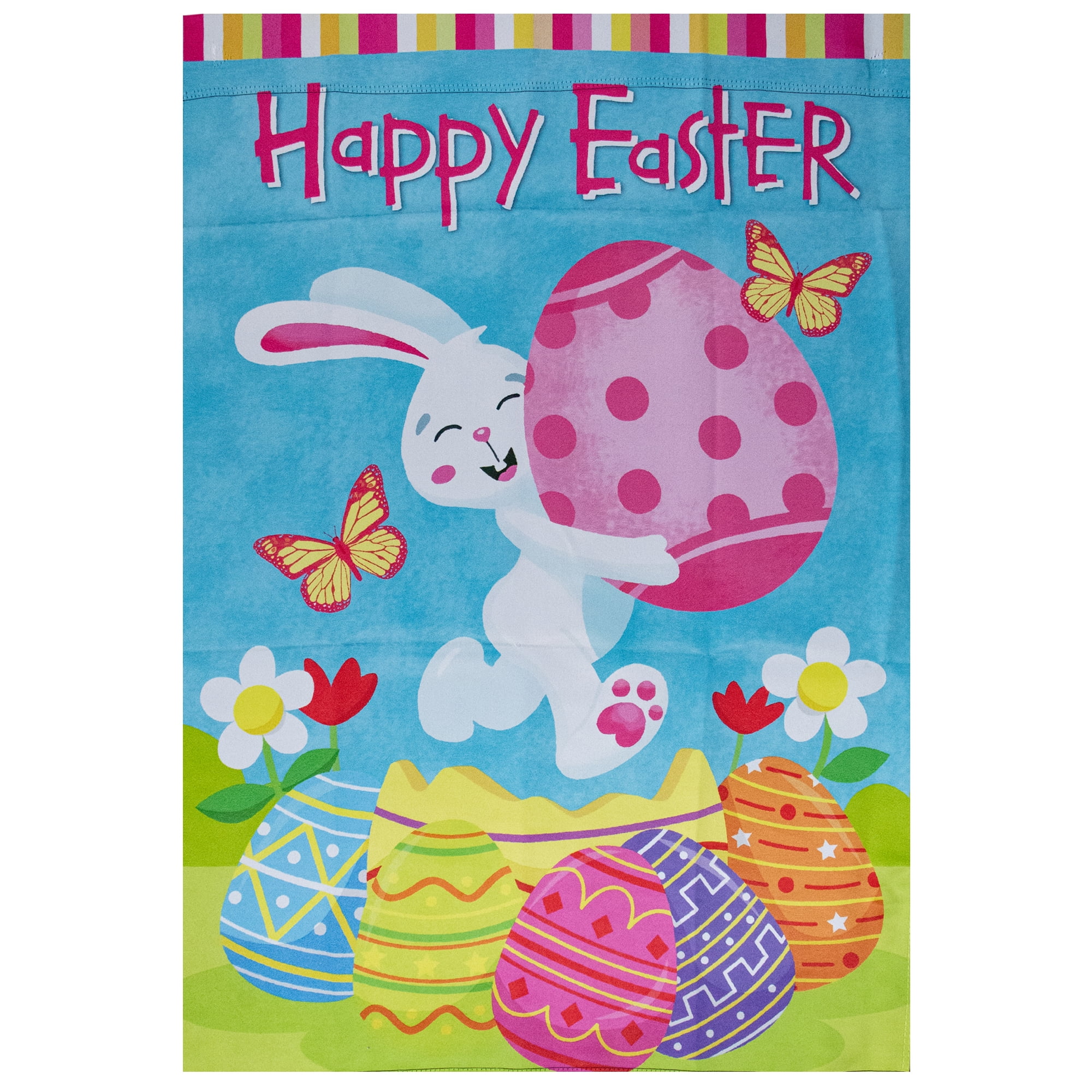 Pink Polyester Easter Bunny Garden Yard Banner 40" x 28"