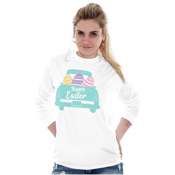 Happy Easter Car Egg Hunt Truck Women's Long Sleeve T Shirt Brisco Brands S