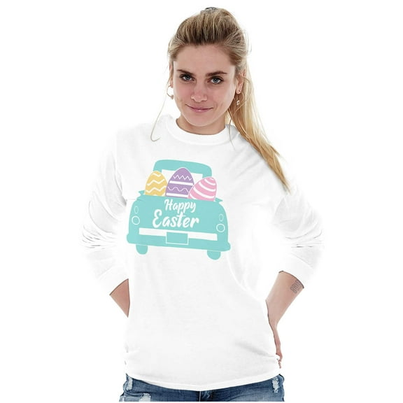 Happy Easter Car Egg Hunt Truck Women's Long Sleeve T Shirt Brisco Brands S