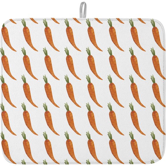 Happy Easter Carrot Dish Drying Mats for Kitchen Counter Rabbit Bunny Microfiber Absorbent Dish Drainer/Rack Mat Reversible Hangding Quick Drying kitchen Drying Mat, 16x18inch Machine Washable