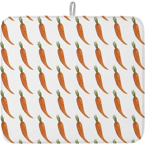 Happy Easter Carrot Dish Drying Mats for Kitchen Counter Rabbit Bunny Microfiber Absorbent Dish Drainer/Rack Mat Reversible Hangding Quick Drying kitchen Drying Mat, 16x18inch Machine Washable