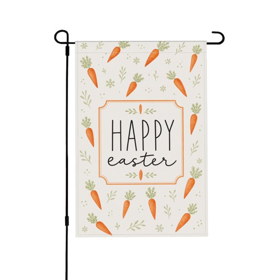 Happy Easter Carrots Burlap Garden Flag Double Sided Yard Outdoor Decoration 12x18 in