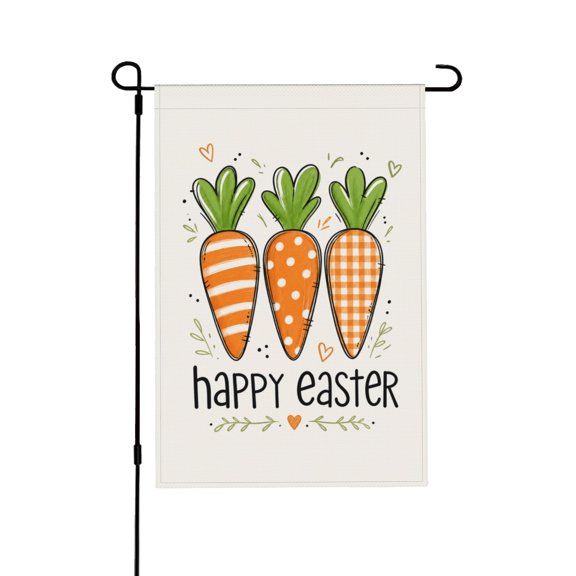Happy Easter Carrots Sign Burlap Garden Flag For Yard Outdoor Decoration 12x18 in