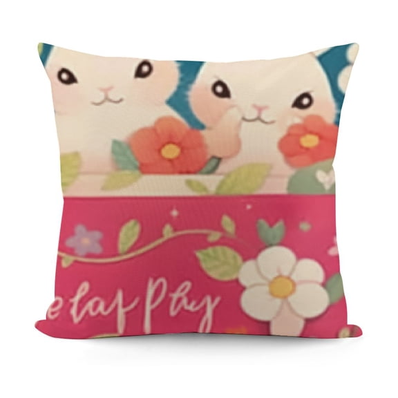 Happy Easter Cartoon Rabbit Pillow Cases King Size Microfiber Pillowcases with Hidden Zipper Soft Comfortable Bed Pillow Covers