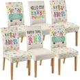thumbnail image 1 of Happy Easter Chair Covers Set of 6 Bunny Rabbits Dining Chair Seat Cover Stretch Removable Egg Chair Slipcover Protector for Easter Dining Room Kitchen Home Decor, 1 of 6