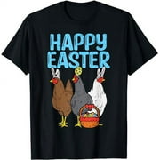 TIOSEBON Happy Easter Chicken Bunnies Egg Poultry Farm Animal Farmer T-Shirt