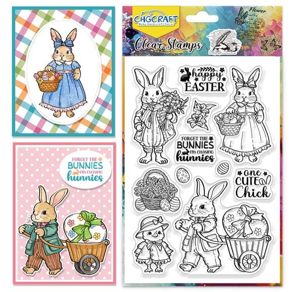 Happy Easter Clear Stamps Bunny Chicken Transparent Silicone Stamps Easter Egg Silicone Clear Stamp Seals Cards Stamps Making Scrapbooking