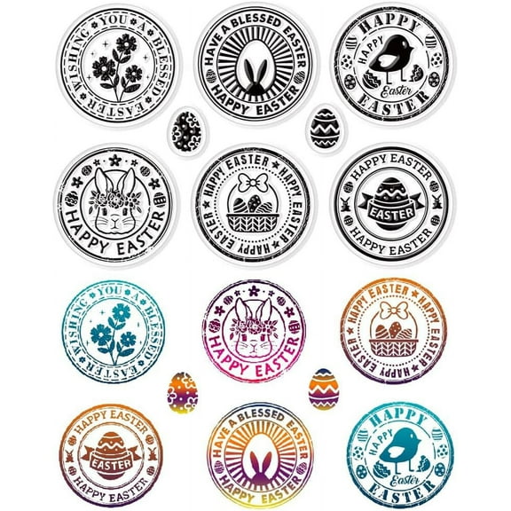 Happy Easter Clear Stamps Card Making - Retro Easter Eggs Baskets Rabbits Chickens Scrapbooking Stamps