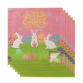 thumbnail image 1 of Happy Easter Cloth Napkins, Rabbits Eggs Spring Daisy Floral Grass Pink Washable and Reusable Dinner Napkins Set of 6, Table Napkin for Kitchen Party Birthday Wedding Hotel Housewarming 20"x20", 1 of 9