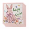 thumbnail image 1 of Happy Easter Cloth Napkins, Spring Cute Rabbits Flowers Butterflies Pink Washable and Reusable Dinner Napkins Set of 4, Table Napkin for Kitchen Party Birthday Wedding Hotel Housewarming 20"x20", 1 of 9