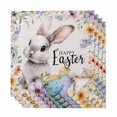 thumbnail image 1 of Happy Easter Cloth Napkins, Spring Grey Bunny Colorful Eggs Flower Beige Washable and Reusable Dinner Napkins Set of 4, Table Napkin for Kitchen Party Birthday Wedding Hotel Housewarming 20"x20", 1 of 9