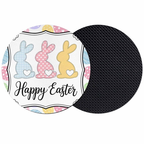 Happy Easter Coasters Set of 2, Absorbent Coasters for Drinks, Cute Lovely Colorful Rabbits Silhouette Eggs Coaster for Desk Coffee Table Protection, Home Decor House Warming Gifts 4"