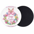 thumbnail image 1 of Happy Easter Coasters Set of 2, Absorbent Coasters for Drinks, Rabbits Bows Spring Tulips Eggs Pastoral Coaster for Desk Coffee Table Protection, Home Decor House Warming Gifts 4", 1 of 8