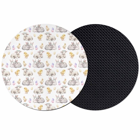 Happy Easter Coasters Set of 2, Absorbent Coasters for Drinks, Spring Bunny Chickens Lambs Easter Eggs Coaster for Desk Coffee Table Protection, Home Decor House Warming Gifts 4"
