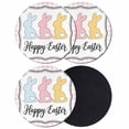thumbnail image 1 of Happy Easter Coasters Set of 4, Absorbent Coasters for Drinks, Cute Lovely Colorful Rabbits Silhouette Pink Checkered Coaster for Desk Coffee Table Protection, Home Decor House Warming Gifts 4", 1 of 8