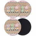 thumbnail image 1 of Happy Easter Coasters Set of 4, Absorbent Coasters for Drinks, Gnomes Rabbit Flowers Eggs Brown Wood Grain Coaster for Desk Coffee Table Protection, Home Decor House Warming Gifts 4", 1 of 8