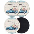 thumbnail image 1 of Happy Easter Coasters Set of 4, Absorbent Coasters for Drinks, Spring Truck Bunny Butterfly Blue Plaid Coaster for Desk Coffee Table Protection, Home Decor House Warming Gifts 4", 1 of 8