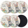 thumbnail image 1 of Happy Easter Coasters Set of 6, Absorbent Coasters for Drinks, Spring Bunny Easter Eggs Floral Beige Burlap Coaster for Desk Coffee Table Protection, Home Decor House Warming Gifts 4", 1 of 8