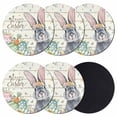 thumbnail image 1 of Happy Easter Coasters Set of 6, Absorbent Coasters for Drinks, Spring Bunny Easter Eggs Floral Beige Wood Coaster for Desk Coffee Table Protection, Home Decor House Warming Gifts 4", 1 of 8