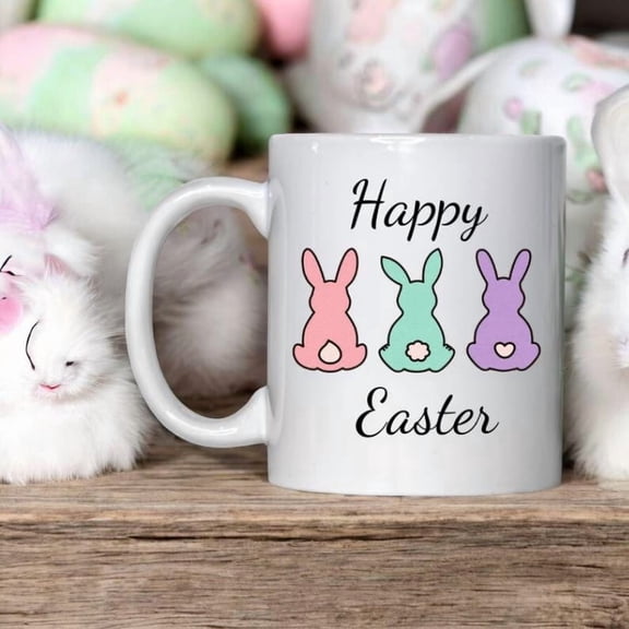 Happy Easter Coffee Mug H1andmade Ceramic Bunny Mug