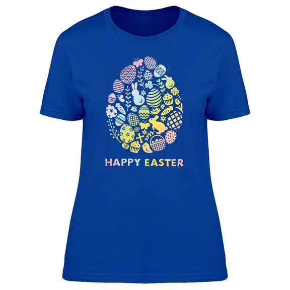 Happy Easter Colorful Doodles T-Shirt Women -Image by Shutterstock, Female Medium