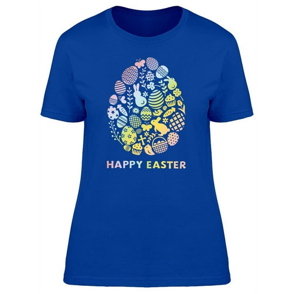 Happy Easter Colorful Doodles T-Shirt Women -Image by Shutterstock, Female x-Large