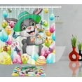 Happy Easter Colorful Eggs Cartoon Rabbit Shower Curtain Bathroom Decor