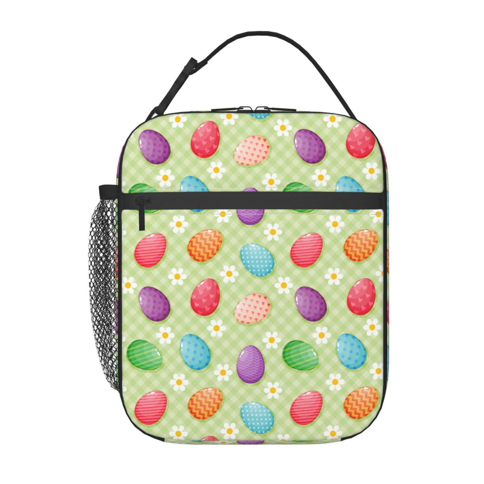 Happy Easter Colorful Easter Eggs Portable Lunch Bag Reusable Insulated