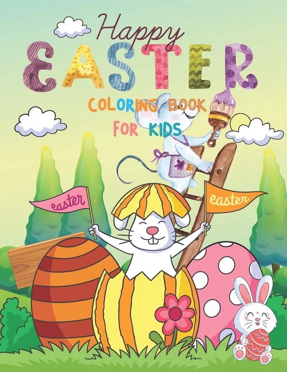 Happy Easter Coloring Book For Kids 60 Easter Coloring filled image