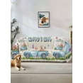 thumbnail image 1 of Happy Easter Couch Cover, Watercolor Floral Truck Eggs Rabbits Spring Beige Oversized Sofa Cover Blanket for 3 Cushion Couch, Sectional Sofa Slipcover Protector for Living Room Bedroom 71''x150'', 1 of 9