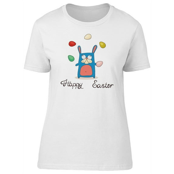 Happy Easter Cute Crazy Bunny T-Shirt Women -Image by Shutterstock, Female Medium