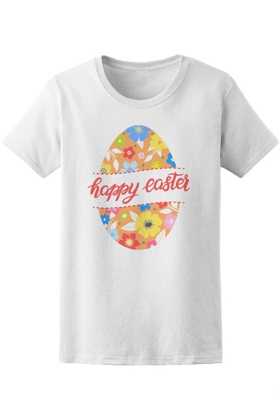 Happy Easter Cute Floral Egg T-Shirt Women -Image by Shutterstock, Female x-Large