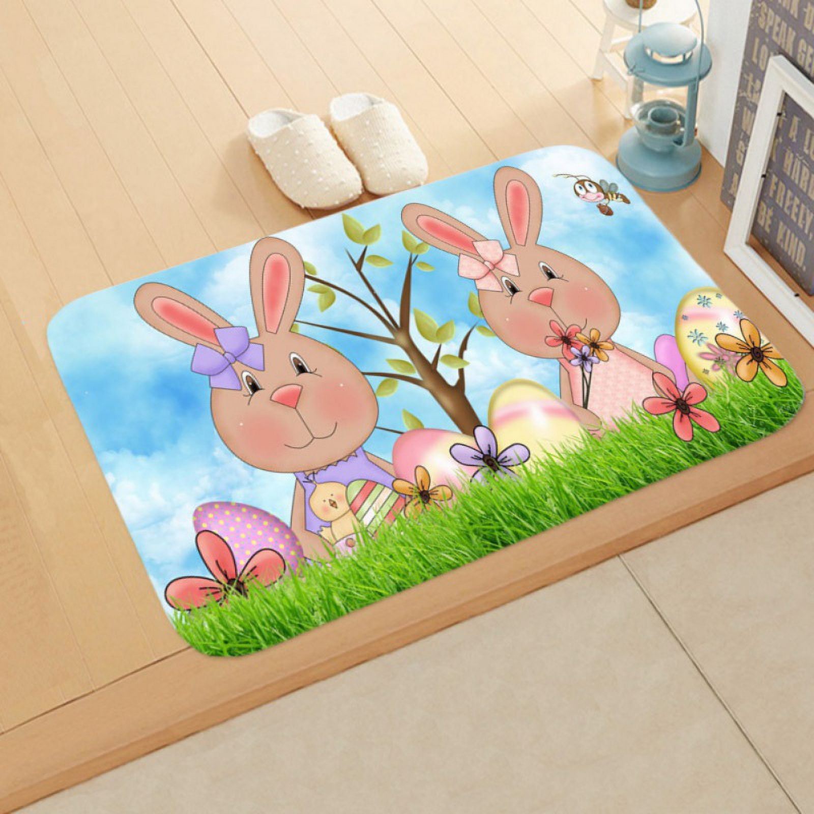 Happy Easter Day Bathroom Rugs, Spring Happy Easter Bath Rugs for
