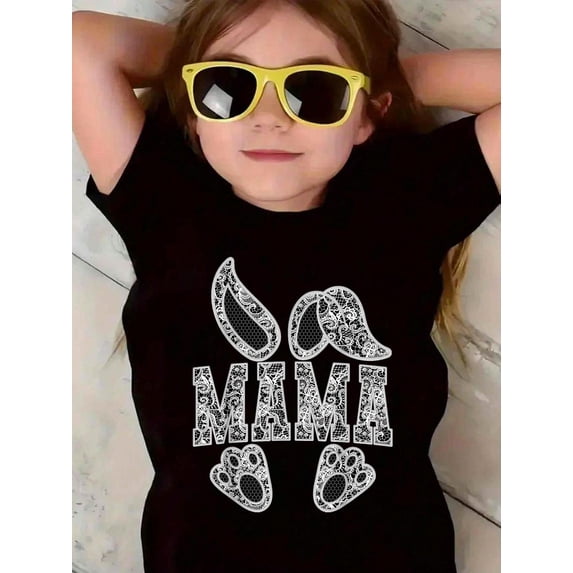 Happy Easter Day Bunny Lace Coquette Mama Bunny Egg Hunt Kids T-Shirt Graphic T-shirts for boys and girls