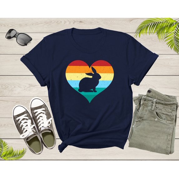 Happy Easter Day Cute Bunny Lover Gift Retro Rabbit Heart T-Shirt Rabbit Bunny Easter Shirt Easter Bunny Animal Gift Lover Family T Shirt