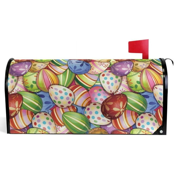 Happy Easter Day Egg Rabbit Bunny Spring Summer Mailbox Covers Standard Size Easter Eggs Rainbow Flowers Magnetic Mail Wraps Cover Letter Post Box 21" Lx 18" W
