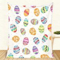 Happy Easter Day Eggs Throw Blanket, Soft Anti-Pilling Flannel Blankets,Cute Easter Gift for Children, Easter Eggs Decor Indoor, Lightweight Throw Blanket for Couch Sofa Bed