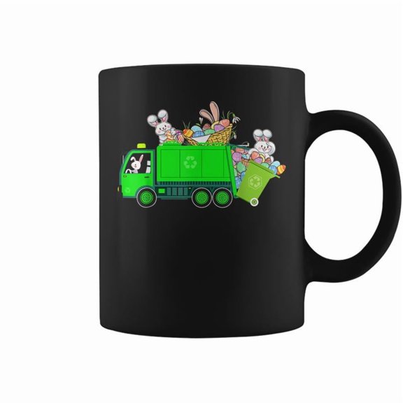 Happy Easter Day Garbage Truck Bunny Riding Garbage Truck Coffee Mugs