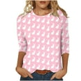 thumbnail image 1 of Happy Easter Day Shirt for Women Casual Easter Eggs Printed Tops Tunics Bunny Rabbit Print 3/4 Sleeve T-Shirt Blouse, 1 of 5