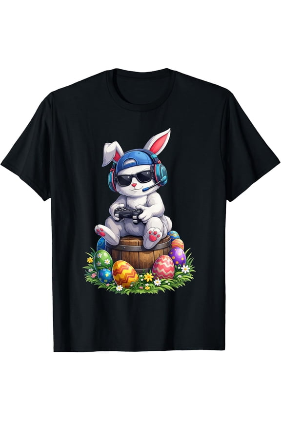 Happy Easter Day Shirts Bunny Egg Video Game Mens Gamer T-Shirt