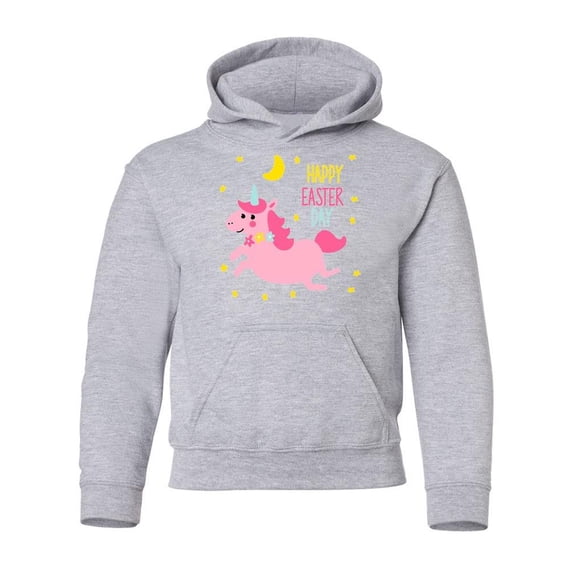 Happy Easter Day Unicorn Hoodie Juniors -Image by Shutterstock, Large