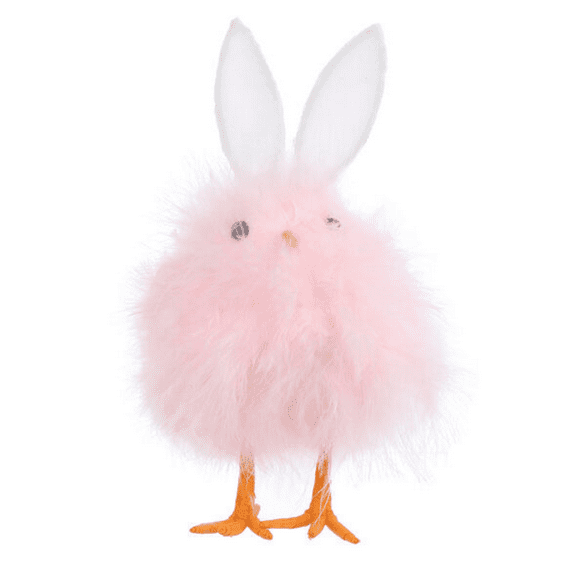 Happy Easter Decor Furry Chick Pink New with Tag