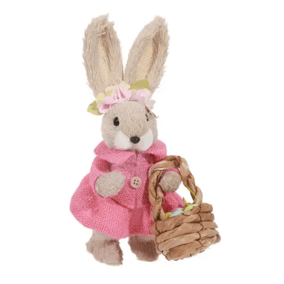 Happy Easter Decor Large Felt Bunny with Basket with Eggs New with Tag