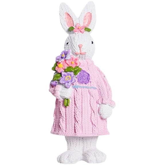 Happy Easter Decoration Standing Bunny Figurine Rabbit Model Sculpture Easter Bunny Decorations Home Office Decor Party Gifts