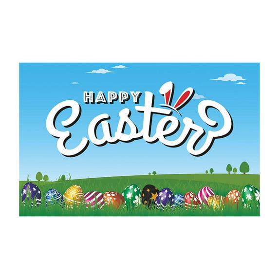 Happy Easter Decorations Backdrop Banner, Wall Background Photography Cute Bunny Banner Party Decor, Easter Eggs Wall Supplies Spring Indoor Outdoor Garden Outside Children -70.9x45.3 inch