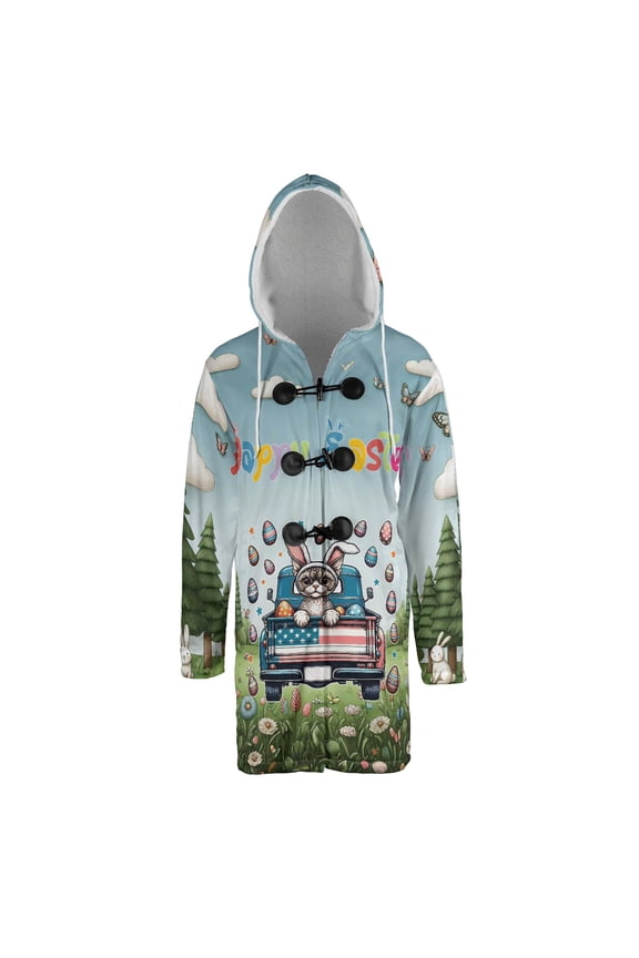 Happy Easter Devon Rex American Flag Truck Bunny Ears All Over Print 3D Hooded Duffle Toggle Coat Cat Lover Kitten Owner Gifts - 03001