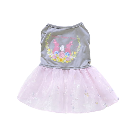 Happy Easter Dog Dress, Rabbit Easter Egg Pet Cat Puppy Dresses Tutu Skirt,Summer Small Dog Girl Shirt Clothes Bunny Costume