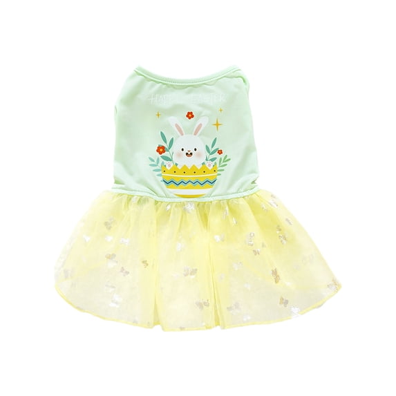 Happy Easter Dog Dress, Rabbit Easter Egg Pet Cat Puppy Dresses Tutu Skirt,Summer Small Dog Girl Shirt Clothes Bunny Costume
