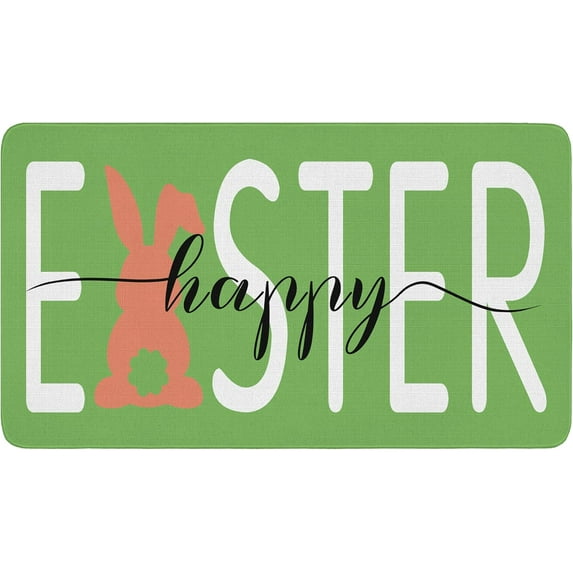 Happy Easter Door Mat - Bunny Rabbits Decor Mat - Non-Slip, 30 X 17 Inch - Ideal for Indoor Outdoor Entrance, Perfect for Easter Spring Décor